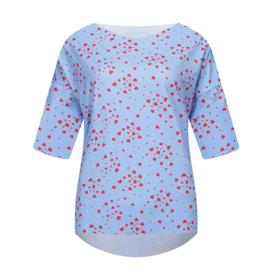 Alma t-shirt - Light blue pink heart