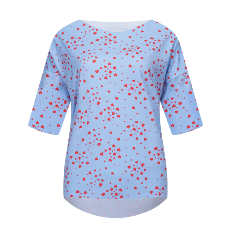 Alma t-shirt - Light blue pink heart