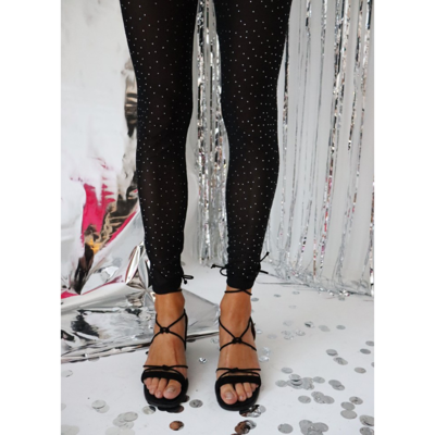 Mesh sparkle leggings - Black diamond dot