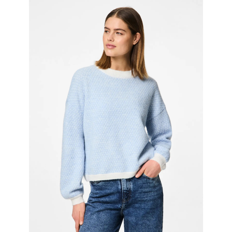 Pcdilippa strik bluse - Cashmere blue/cloud dancer