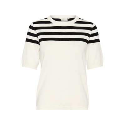 Kalizza strik bluse - Chalk/black half stripe