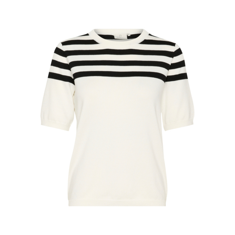 Kalizza strik bluse - Chalk/black half stripe