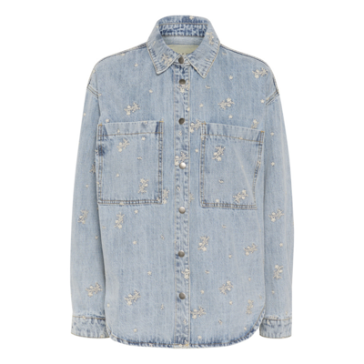 Kababeth jakke - Blue denim/feather flower