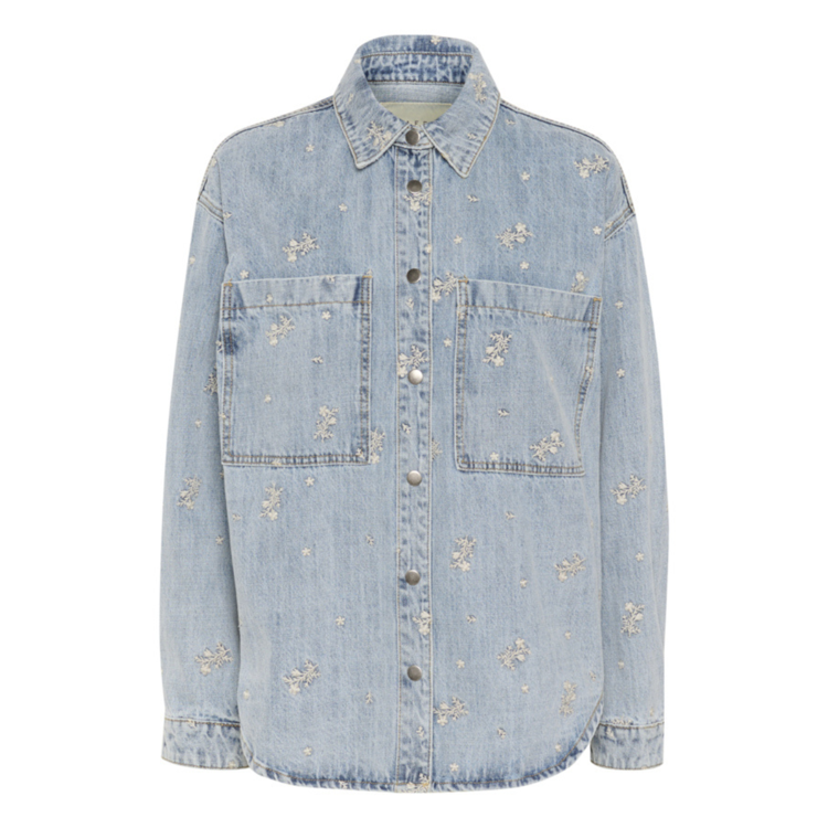 Kababeth jakke - Blue denim/feather flower