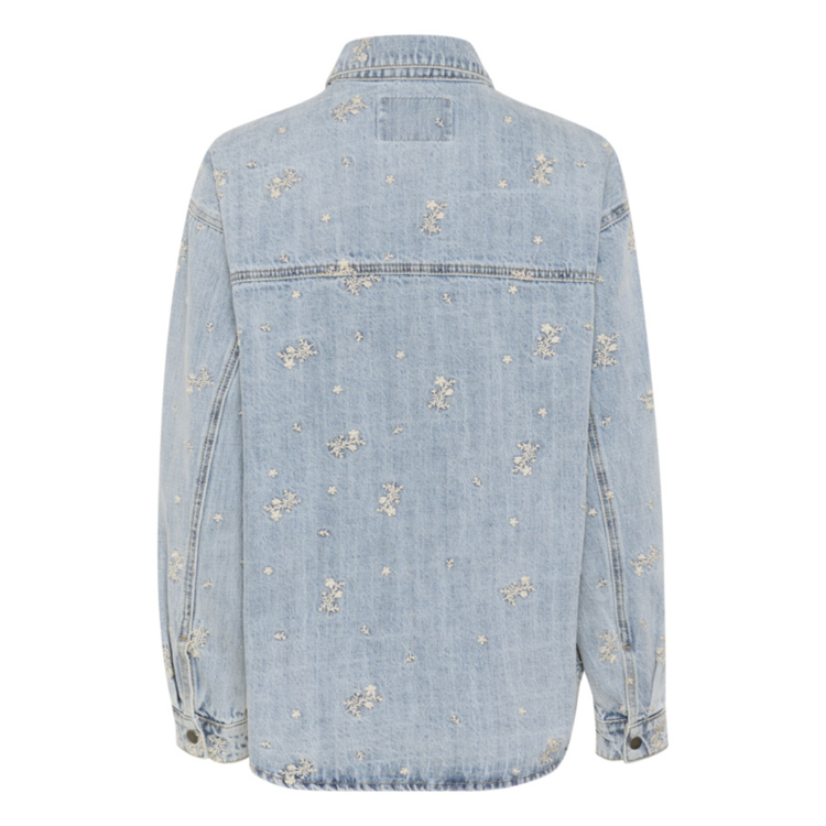 Kababeth jakke - Blue denim/feather flower