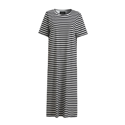 Alma t-shirt kjole - Black creme stripe