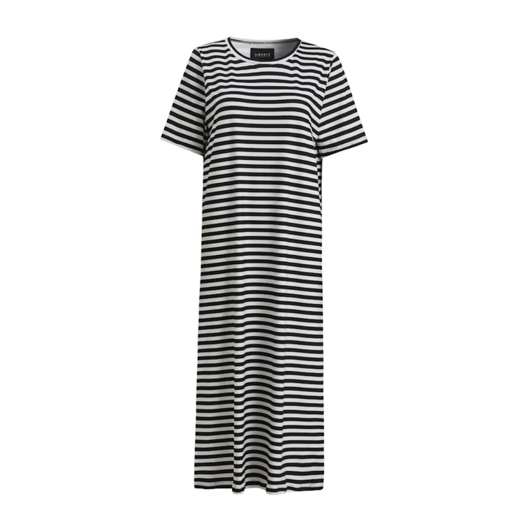 Alma t-shirt kjole - Black creme stripe