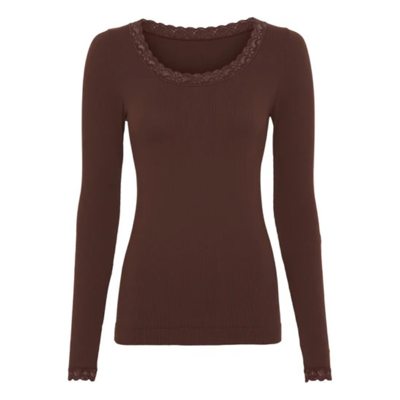 Frida rib bluse - Cioccolato