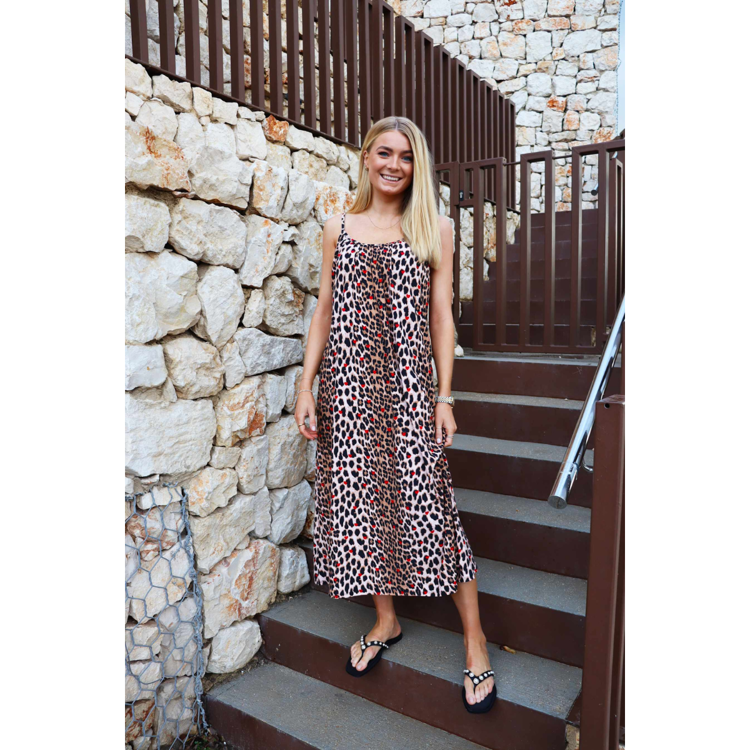 Alma strop kjole - Lux leo red heart