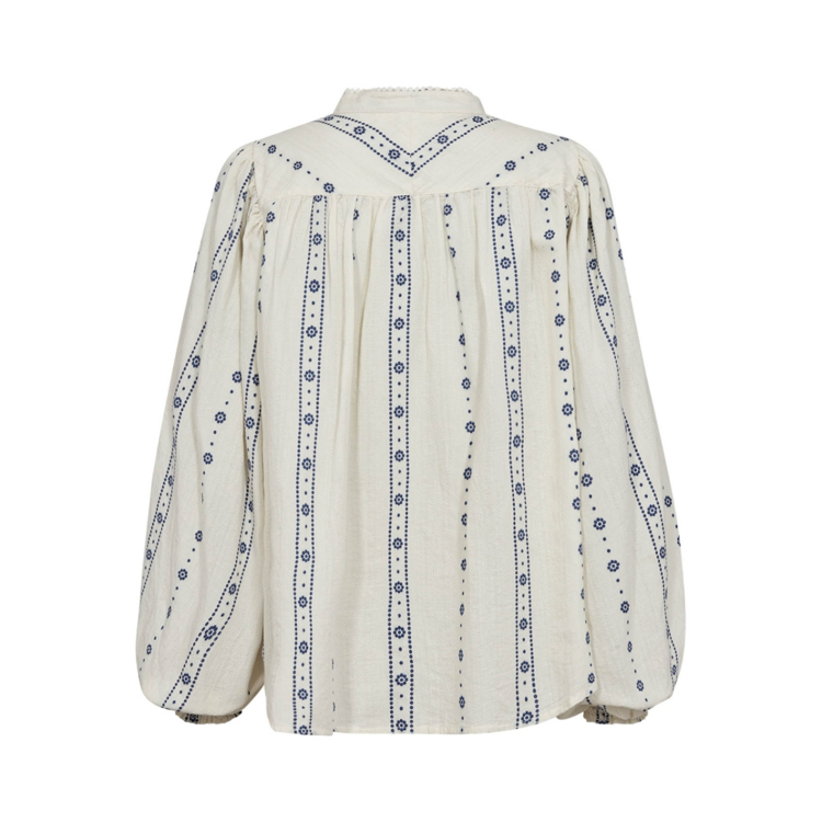 Vibego bluse - Creme blue flowers