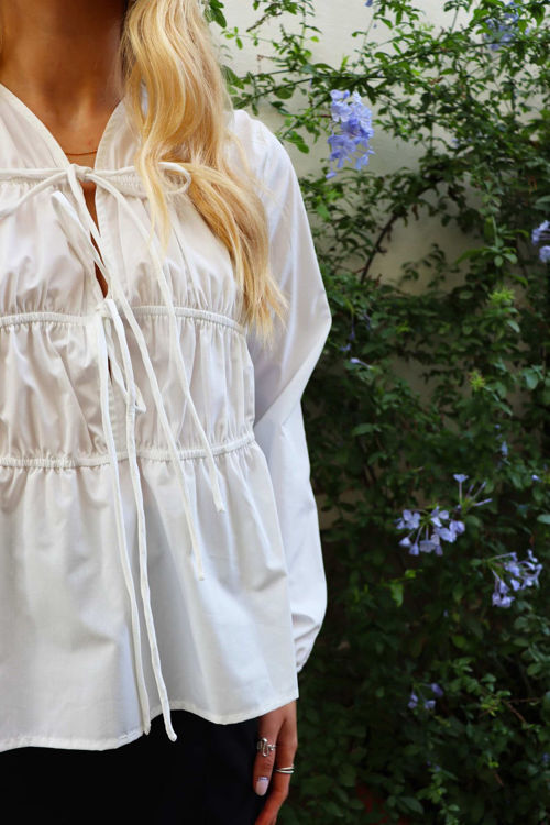 Jane tie bluse - White