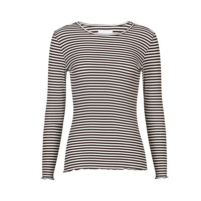 Natalia bluse - D. brown creme small stripe