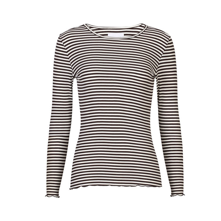 Natalia bluse - D. brown creme small stripe