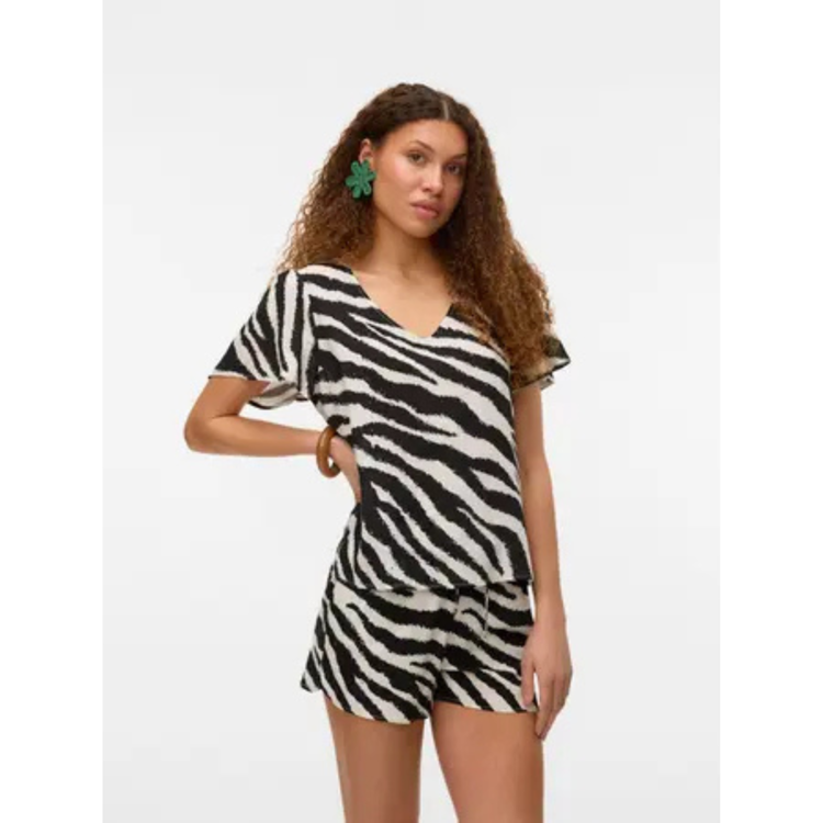 Vmeasy v-hals t-shirt - Birch/zebra