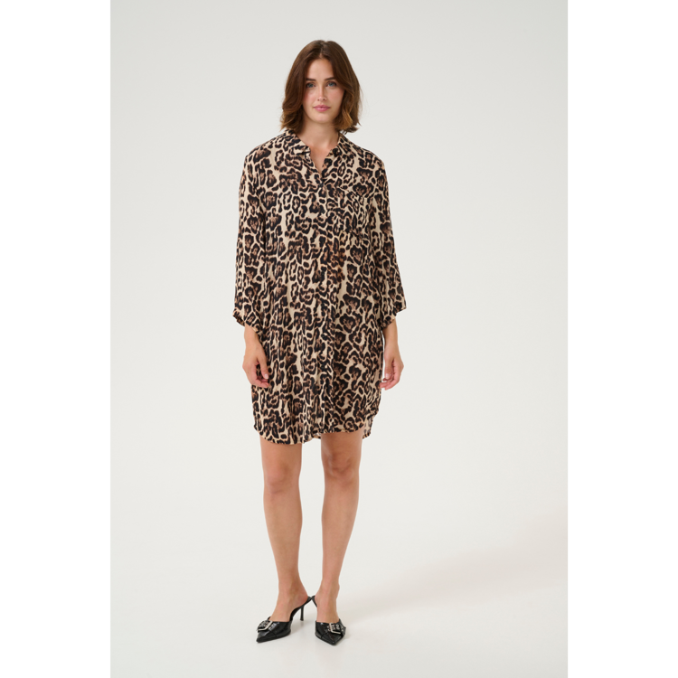 Kahildur kjole - Naturel leopard print