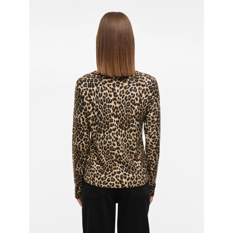 Viril strik bluse - Birch/leopard