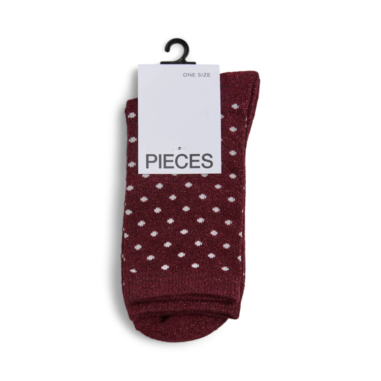 Pcsebby strømpe - Tawny port/Small dots