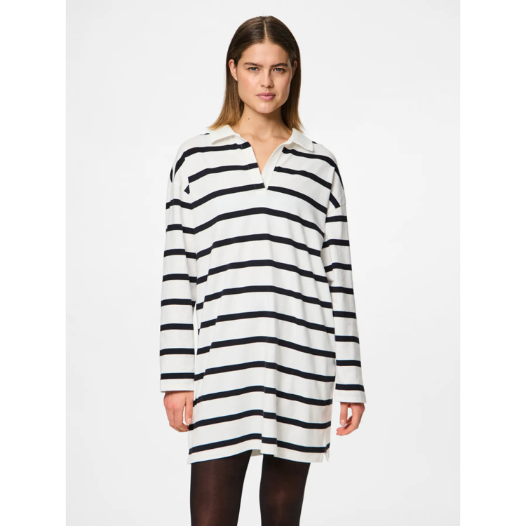 Pcnaja polo kjole - Cloud dancer/black