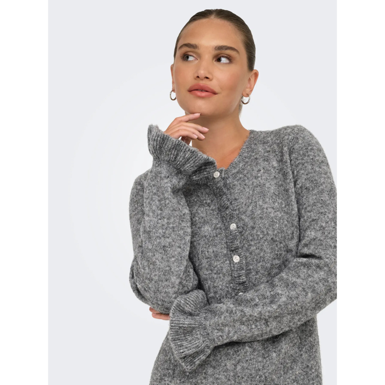 Onlmera strik kjole - Medium grey melange