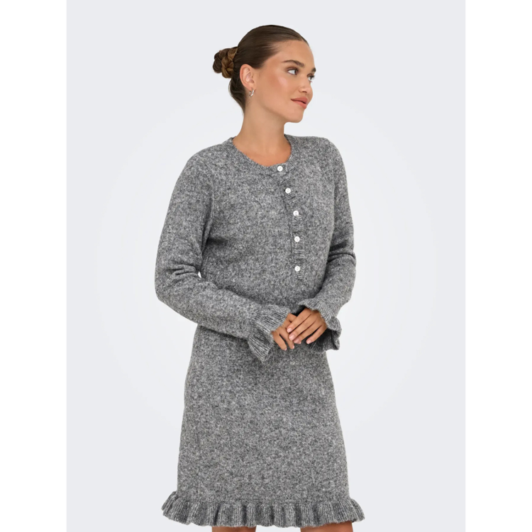 Onlmera strik kjole - Medium grey melange