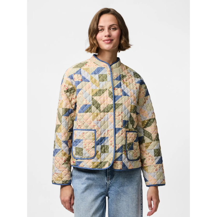 Pcrikke quilted jakke - Birch/patchwork