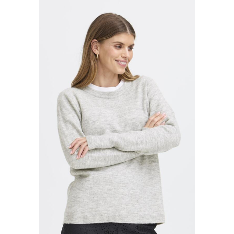 Frellis strikbluse - Light grey melange