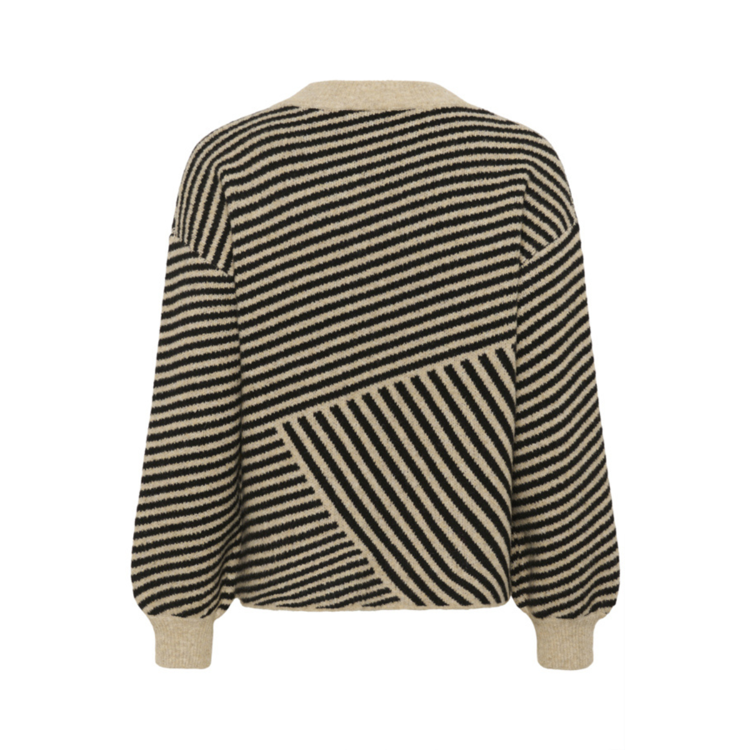 Kaverana strikbluse - Feather grey melange/black