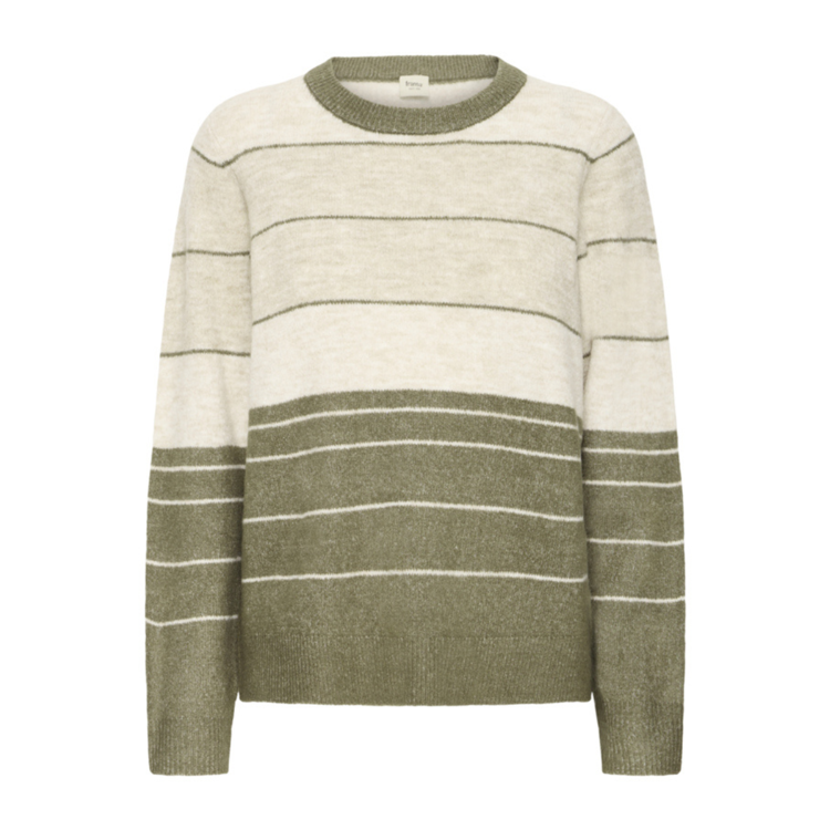 Frellis strikbluse - Dusty olive melange