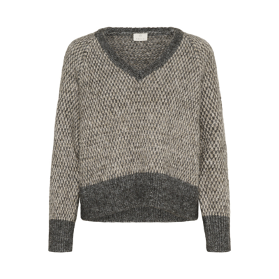 Kamelinda strik - Dark grey m./feather gray