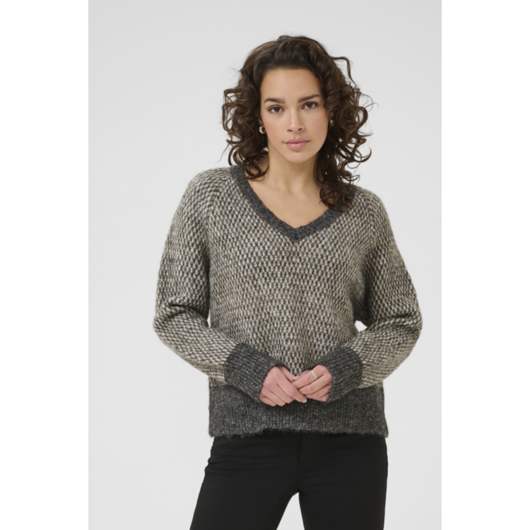 Kamelinda strik - Dark grey m./feather gray