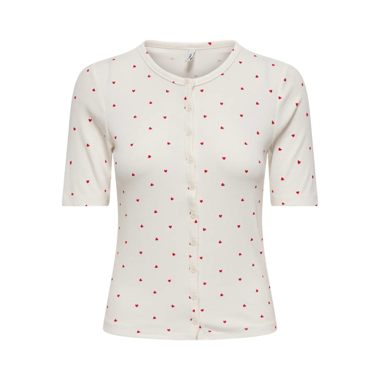 Onlnora cardigan - Cloud dancer/hearts