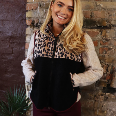 Teddy vest - Lux leo black bordeaux