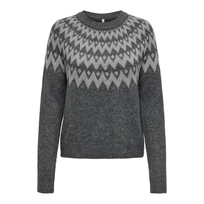 Onlfry strikbluse - Dark gey melange/silver glitte