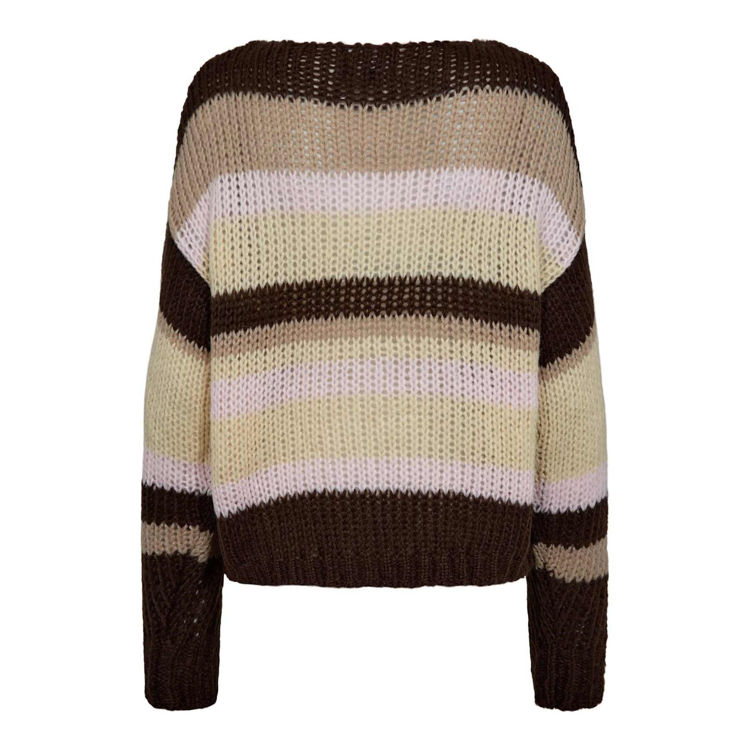 Frodine strikbluse - Choco rose ivory stripe