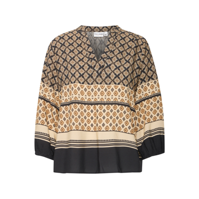 Pzolivia bluse - Black boho border print