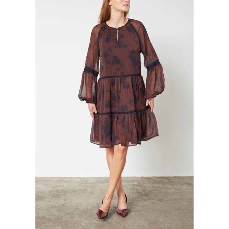 Love1406 kjole - Bordeaux/flower