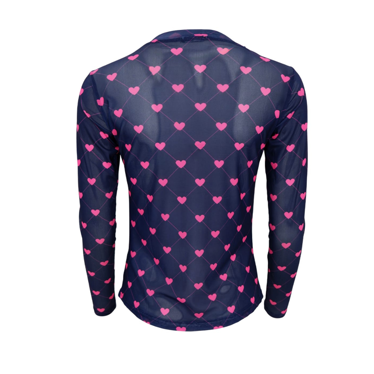 Bcannie mesh bluse - Navy pink heart